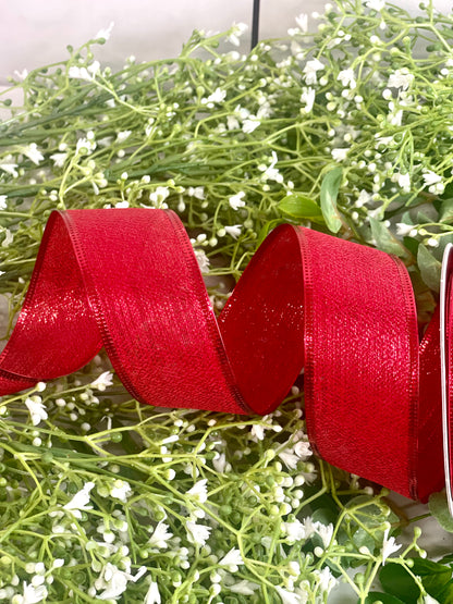 1.5 Inch By 10 Yard Red Glitter Ribbon