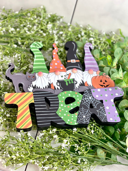 Wood Trick Or Treat Gnome Sign 2 Styles