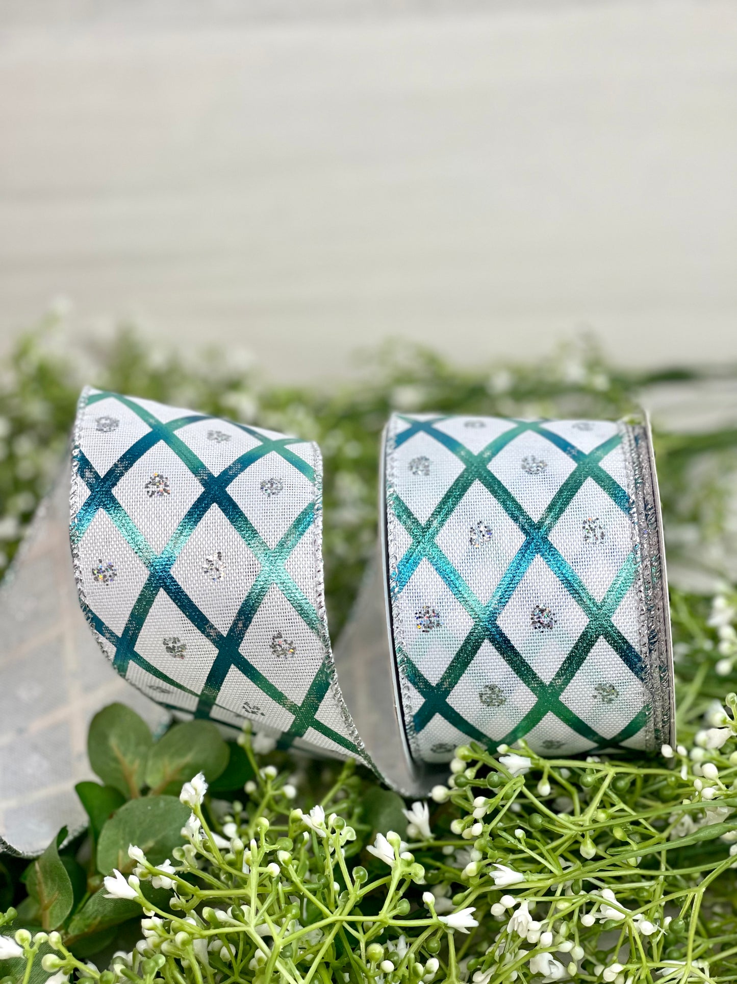 Diamond Pattern Ribbons 2.5 Inch By 10 Yard Blue And Silver Diamond Pattern Ribbon – TMIGifts