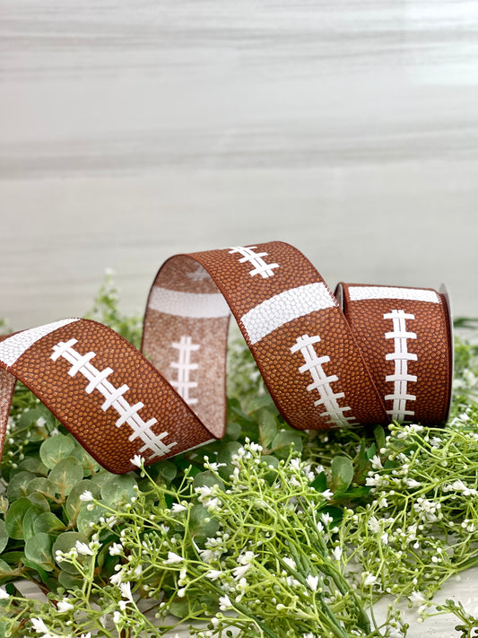 2.5 Inch By 10 Yard Football Linen Ribbon