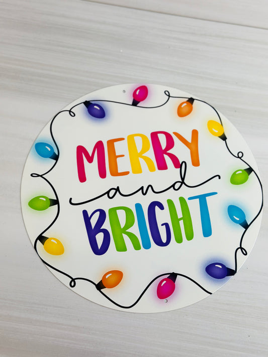 12 Inch Metal Merry And Bright With Lights Sign