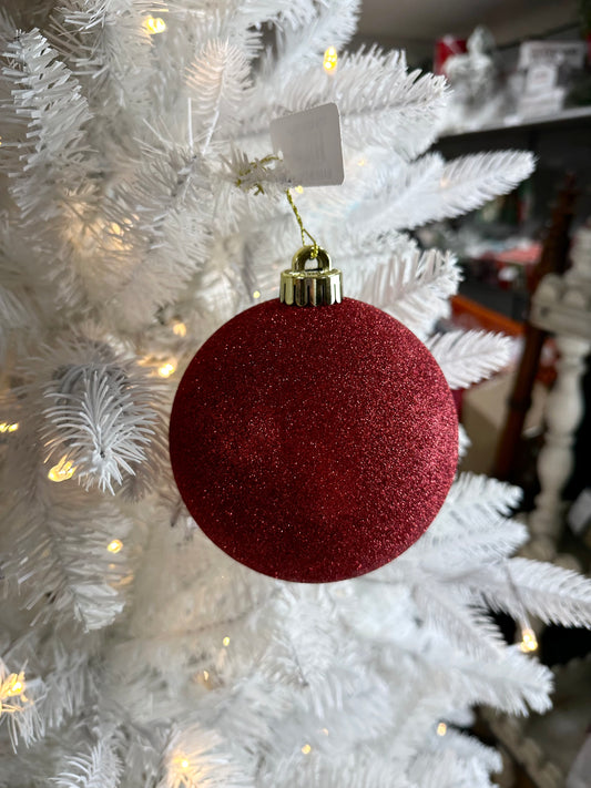 5 Inch Red Glitter Ornament Ball