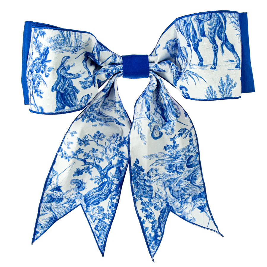 D. Stevens 19 Inch By 16 Inch Blue And White Canvas Toile Bow