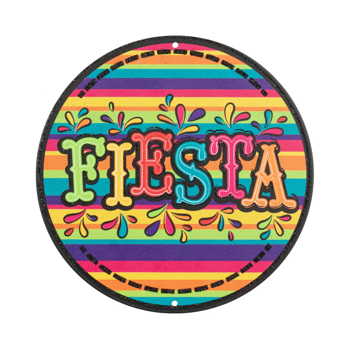 8 Inch Fiesta Metal Glitter Sign