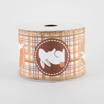 2.5 Inch By 10 Yard Brown Plaid Scrapbook Bunnies Ribbon