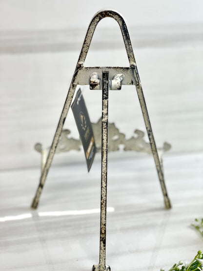 9 Inch White Distressed Metal Easel