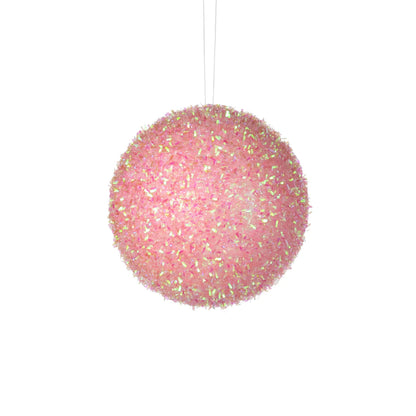 4 Inch Light Pink Iridescent Foil Glitter Ball Ornament