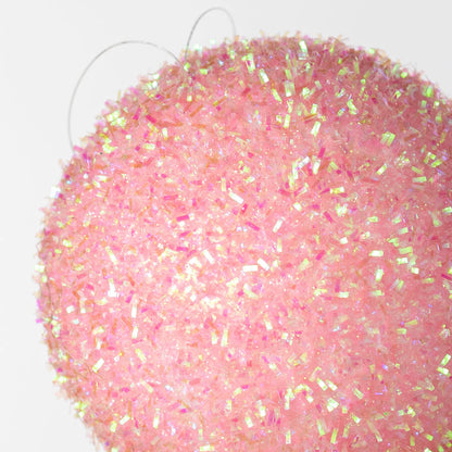 4 Inch Light Pink Iridescent Foil Glitter Ball Ornament