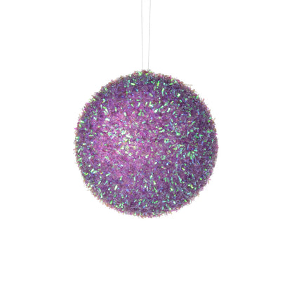 4 Inch Lavender Foil Glitter Ball Ornament