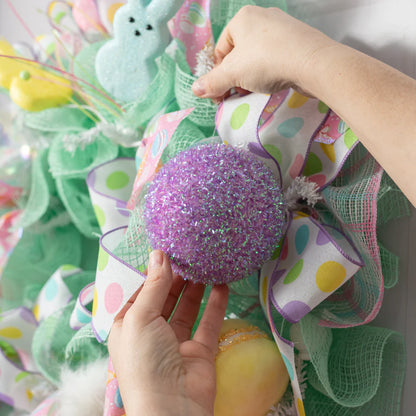 4 Inch Lavender Foil Glitter Ball Ornament