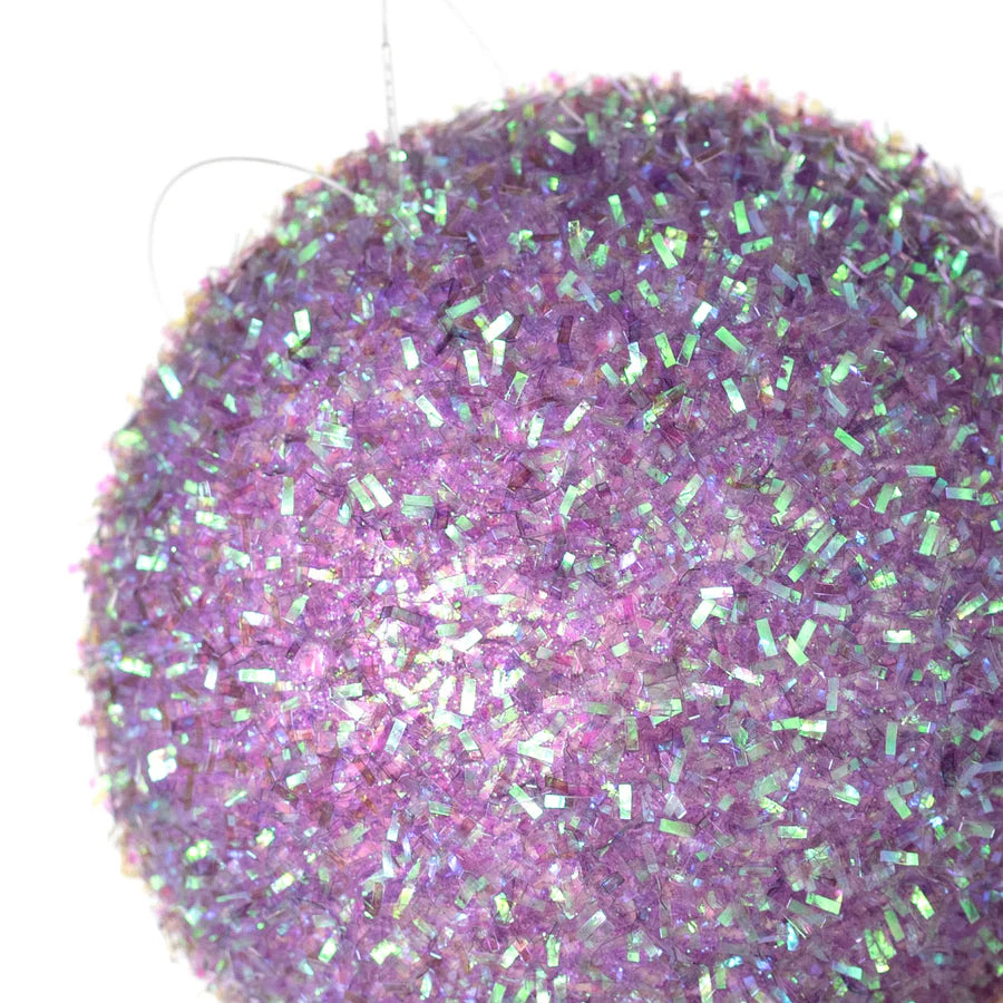 4 Inch Lavender Foil Glitter Ball Ornament