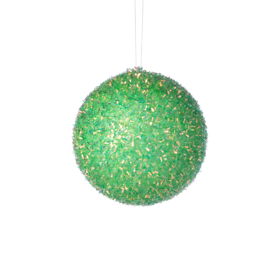 4 Inch Mint Green Foil Glitter Ornament Ball