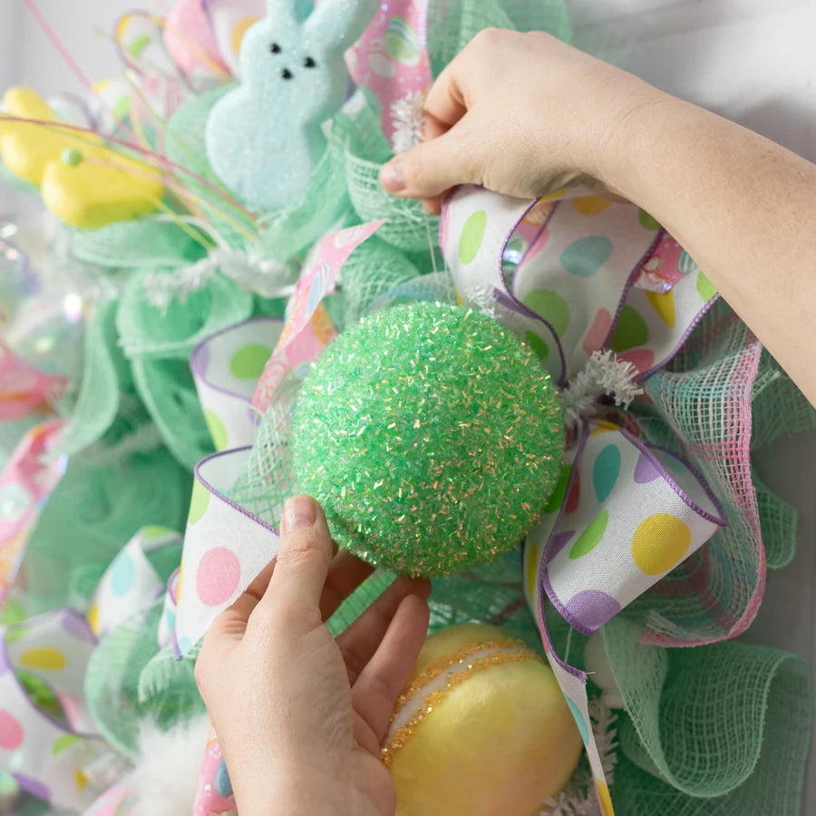 4 Inch Mint Green Foil Glitter Ornament Ball