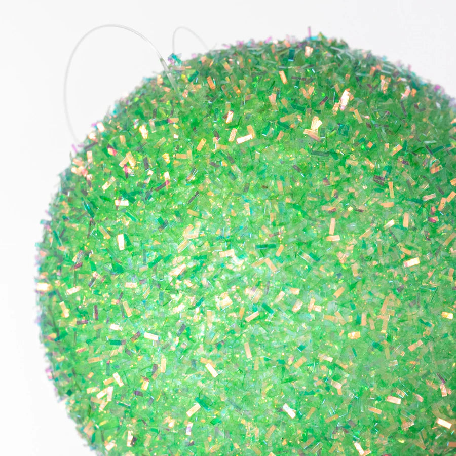 4 Inch Mint Green Foil Glitter Ornament Ball