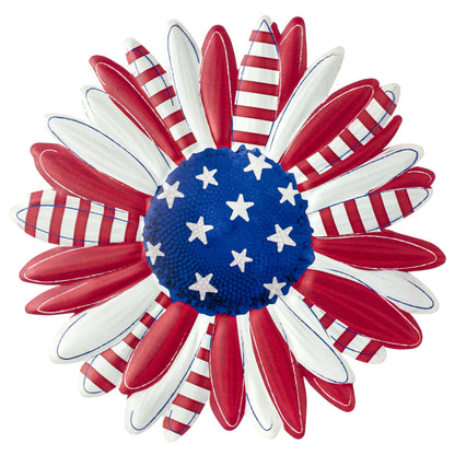 12 Inch Red White And Blue Metal Patriotic Flower Sign