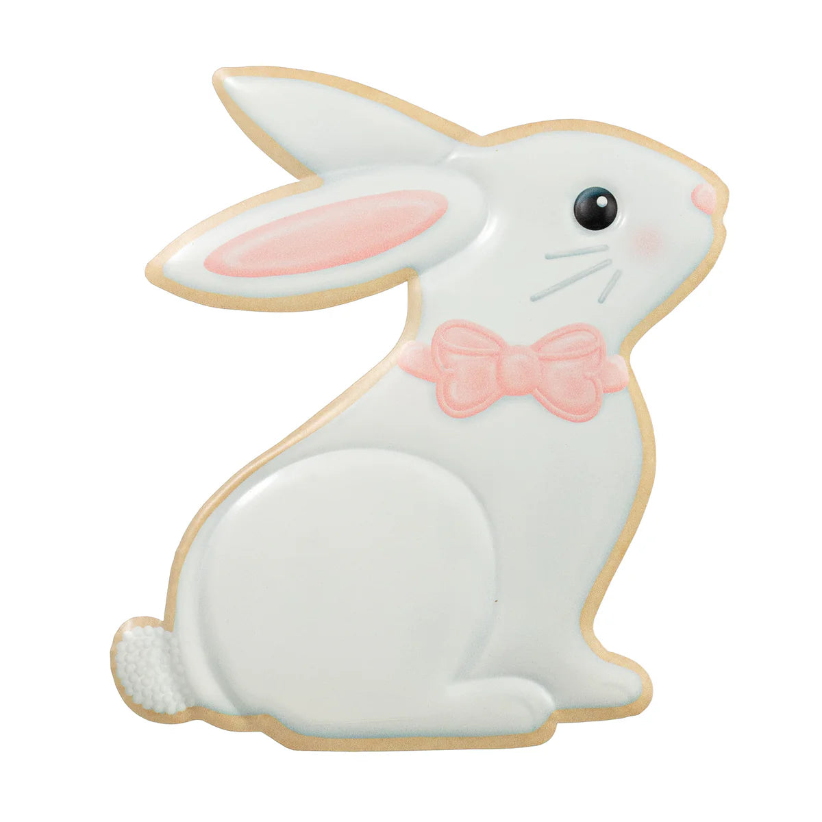 11.5 Inch White Pink And Light Brown Metal Cookie Bunny Sign