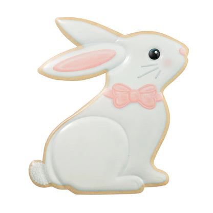 11.5 Inch White Pink And Light Brown Metal Cookie Bunny Sign