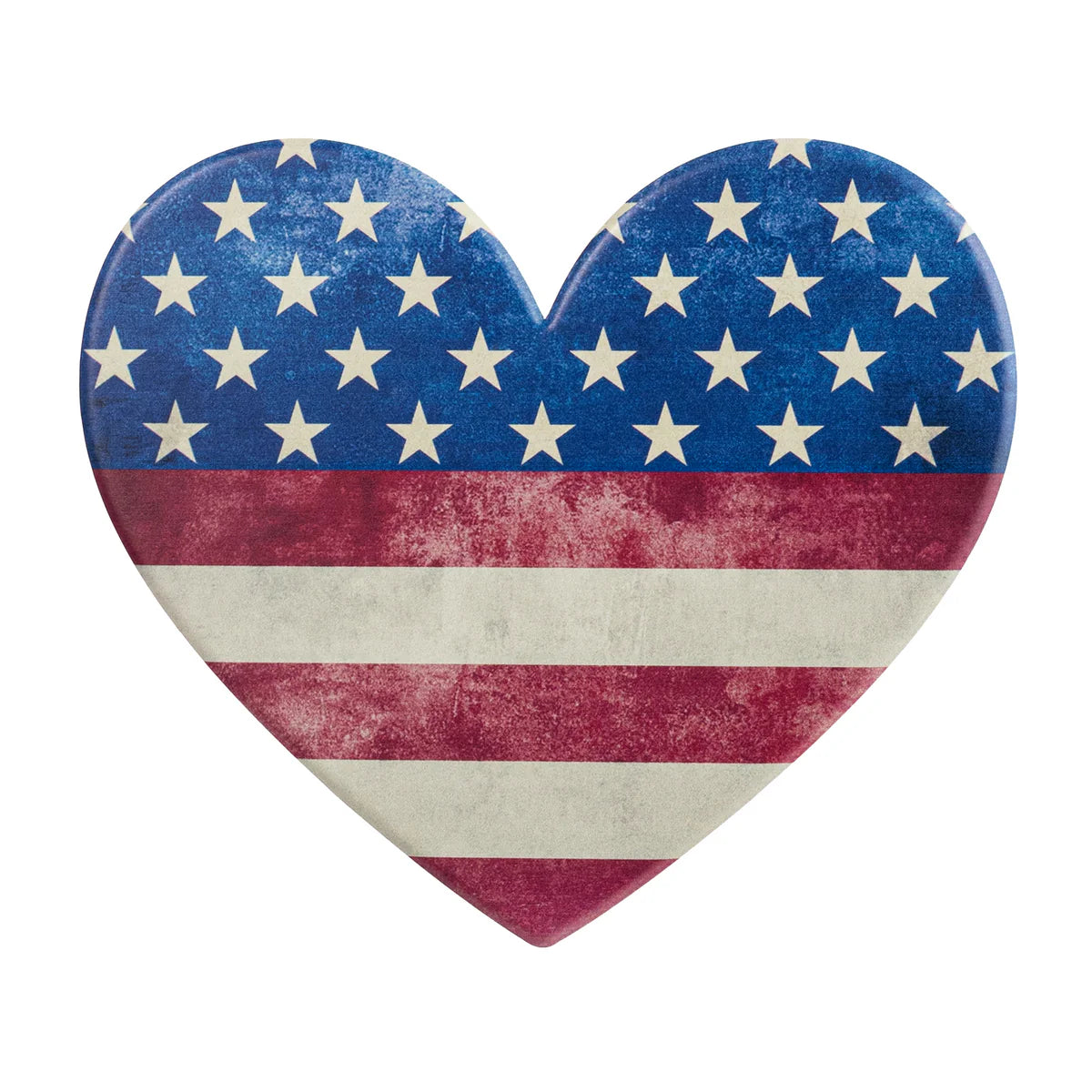 10 Inch Red Natural And Navy Metal Patriotic Heart Sign