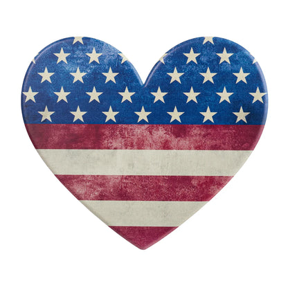 10 Inch Red Natural And Navy Metal Patriotic Heart Sign