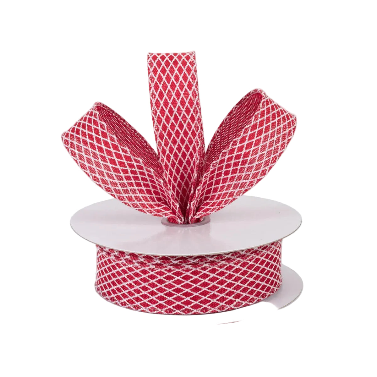 7/8 Inch By 10 Yard Red And White Mini Harlequin Ribbon