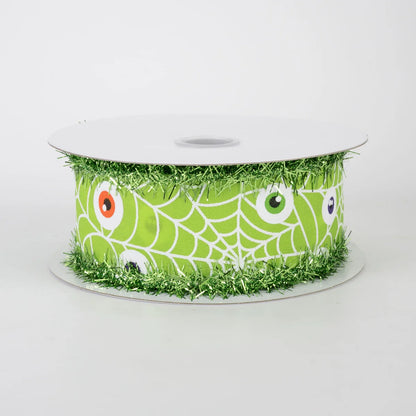 1.5 By 10 Yards Inch Lime Satin Eyeballs Ribbon