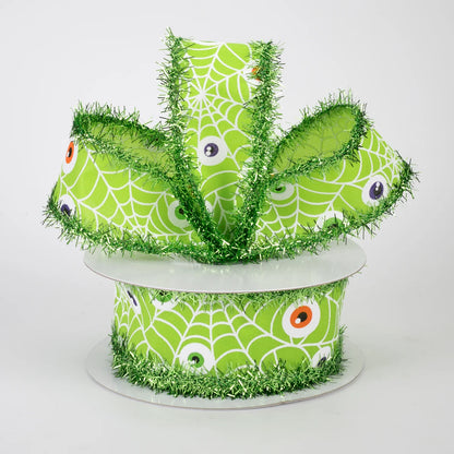 1.5 By 10 Yards Inch Lime Satin Eyeballs Ribbon