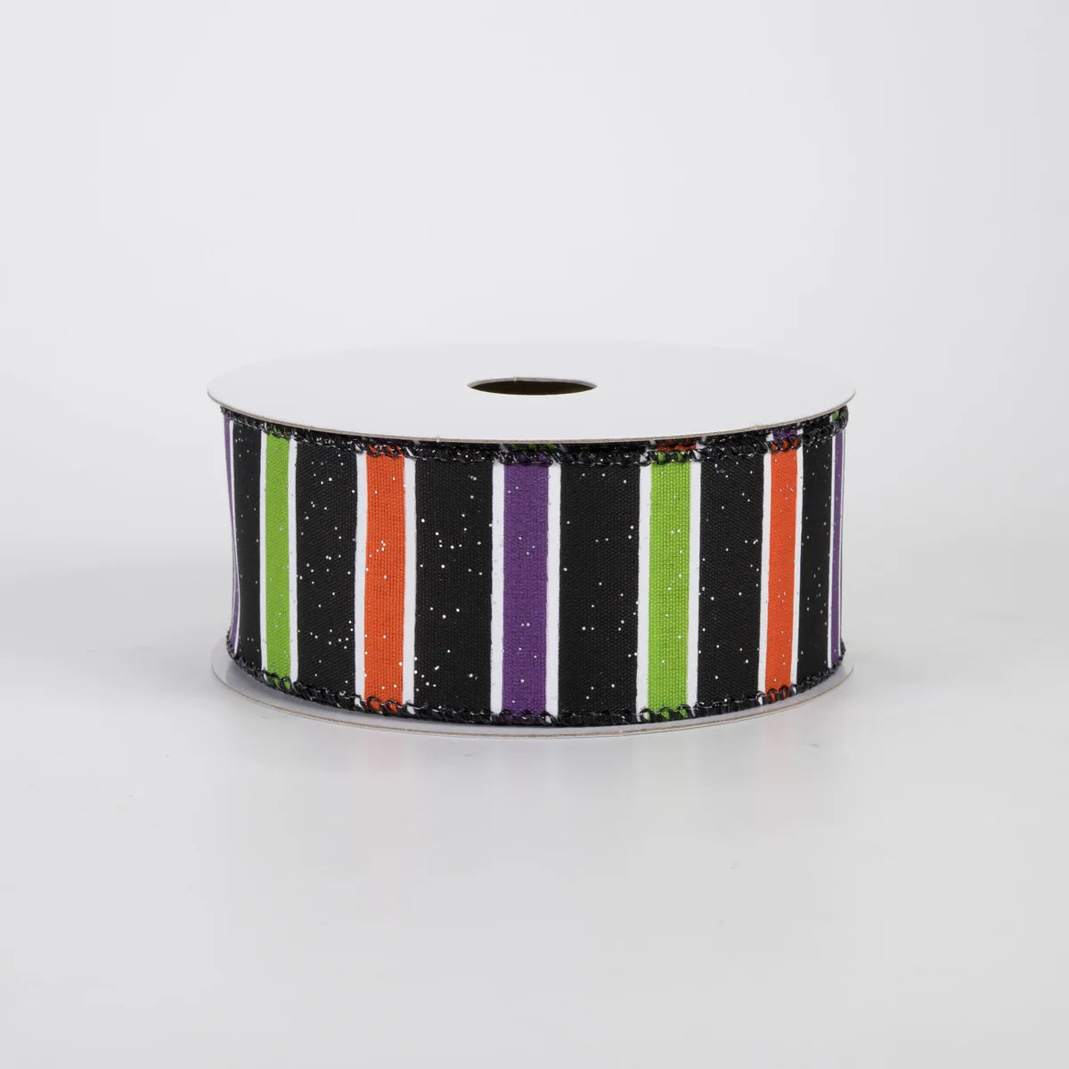 1.5 Inch By 10 Yard Lime Purple Orange Horizontal Stripe Ribbon