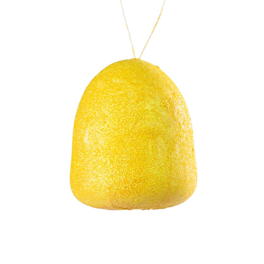 5 Inch Yellow Glitter Gumdrop Ornament