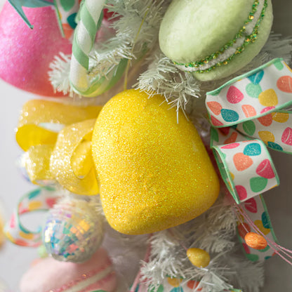 5 Inch Yellow Glitter Gumdrop Ornament