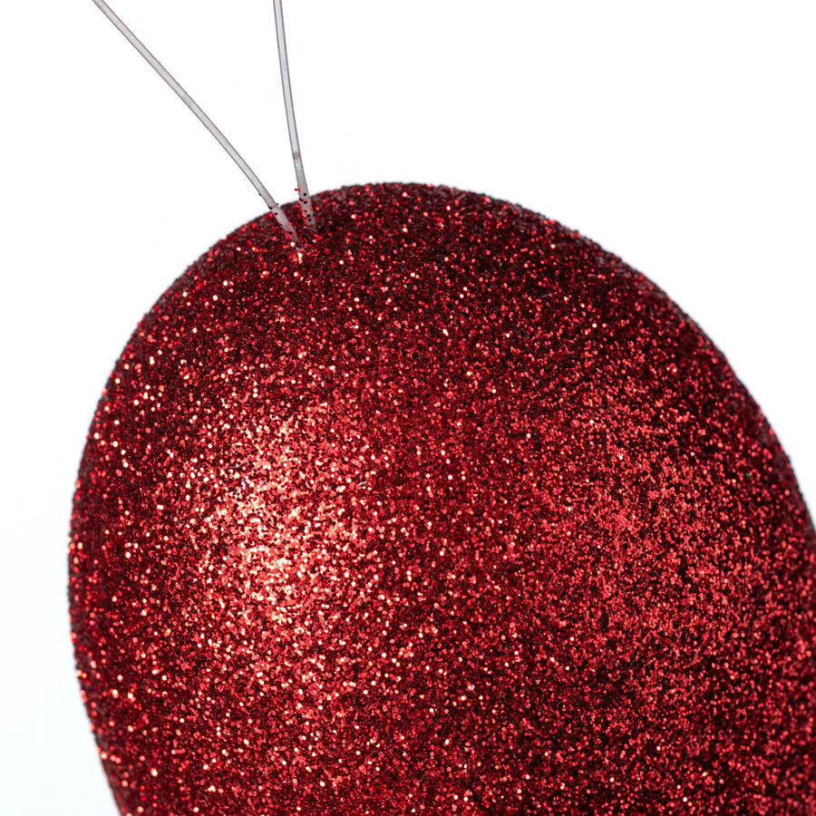 5 Inch Red Glitter Gumdrop Ornament