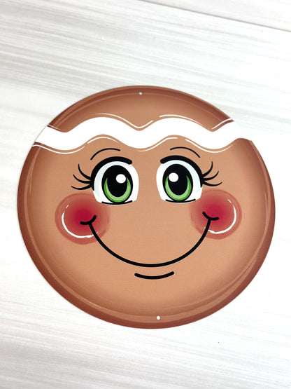 12 Inch Gingerbread Face Metal Round Sign