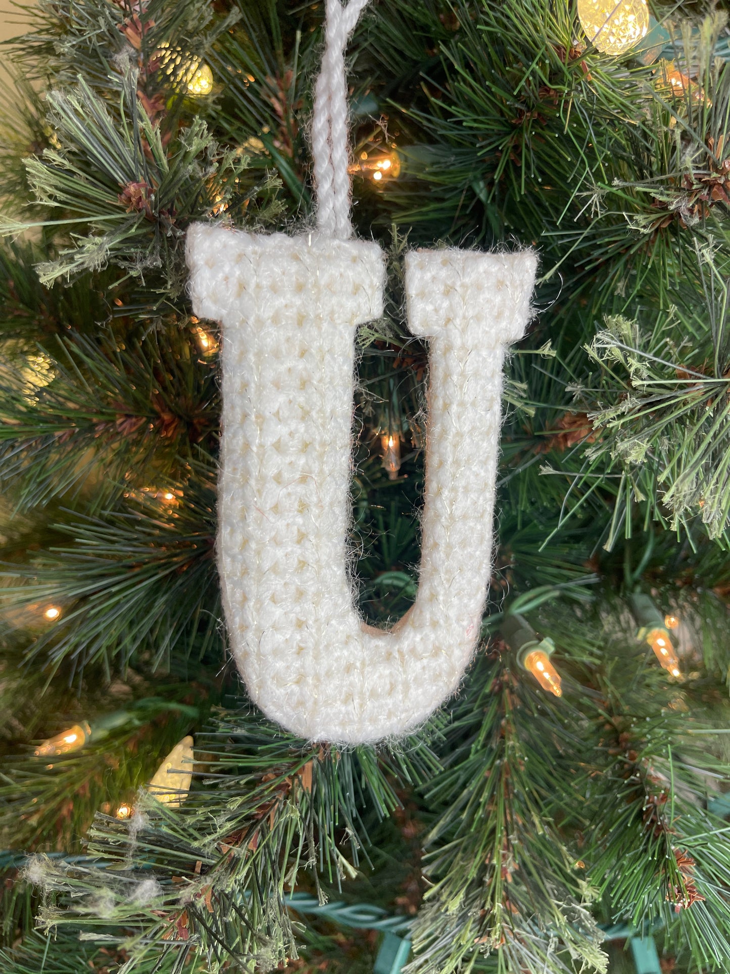 White Knitted Initial Ornament-Multiple Styles