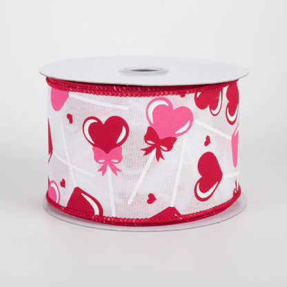 2.5 Inch By 10 Yard Heart Lollipops Ribbon