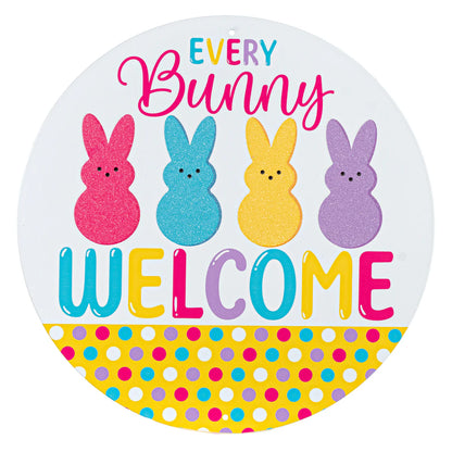 12 Inch Every Bunny Welcome Peeps Glitter Sign