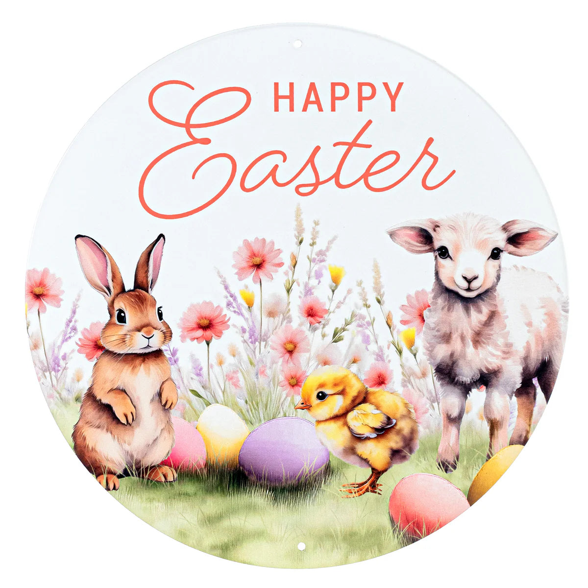 12 Inch Easter With Animals And Florals Metal Sign