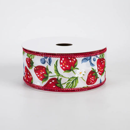 1.5 Inch By 10 Yard Strawberries And Blueberries Ribbon