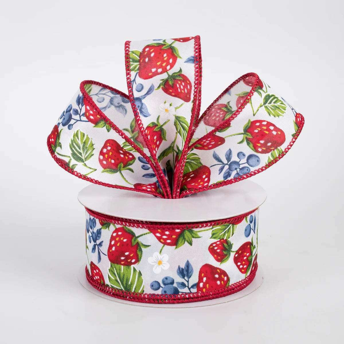 1.5 Inch By 10 Yard Strawberries And Blueberries Ribbon