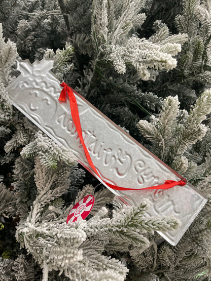 Kringles Merry Christmas Santa Rectangle Ornament With Ribbon Hanger
