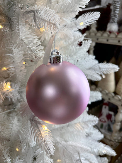 5 Inch Matte Icy Pink Smooth Ornament Ball