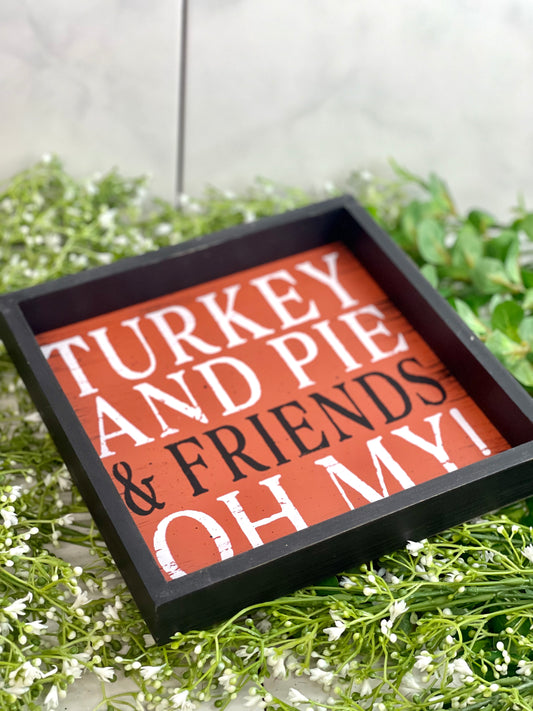 Turkey And Pie Fall Wood Block Decor