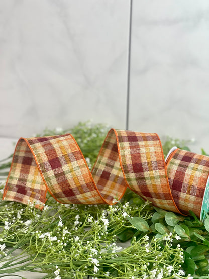 2.5 Inch By 10 Yard Woven Plaid With Metallic Thread