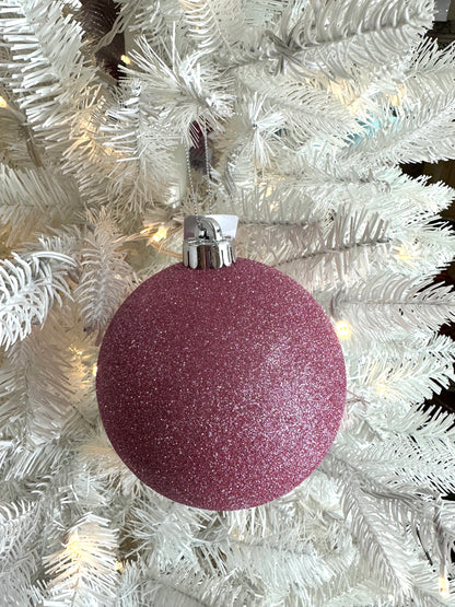 5 Inch Icy Pink Glitter Ornament Ball
