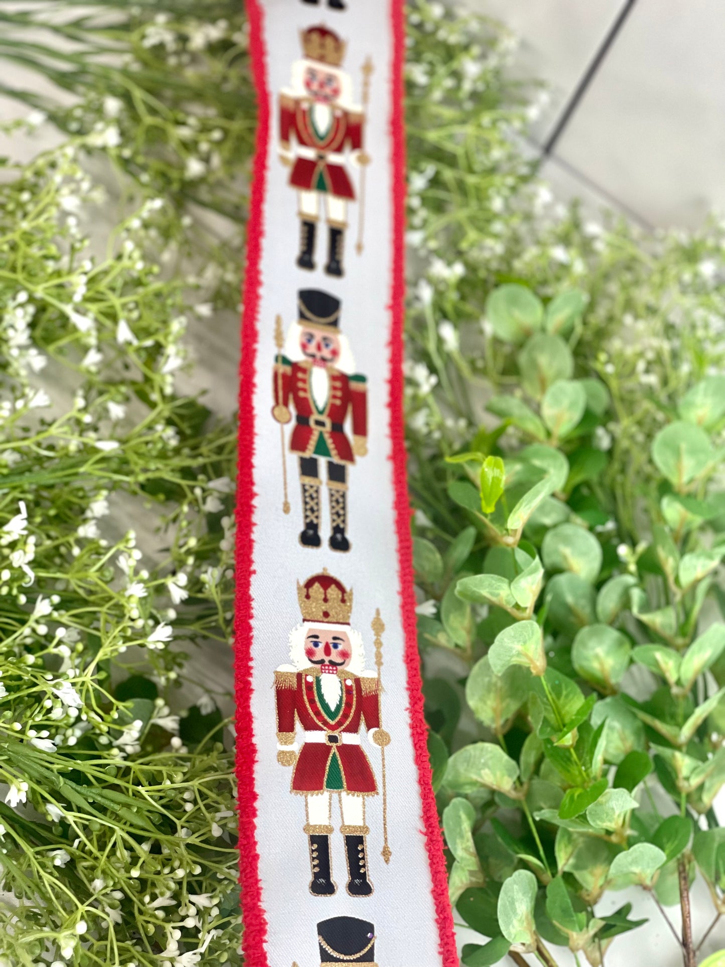 2.5 Inch By 10 Yard Nutcracker Ribbon With Red Edging