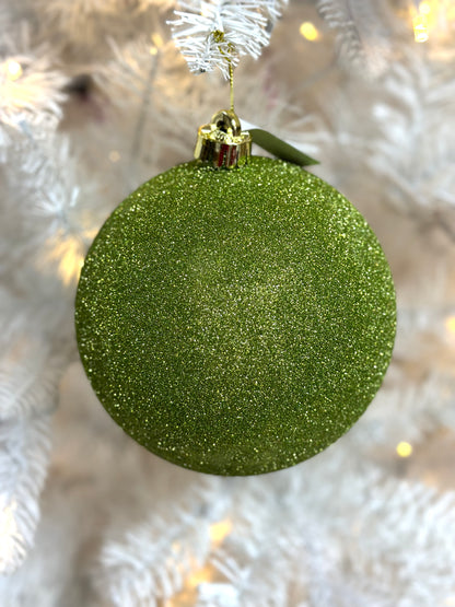 6 Inch Lime Glitter Ornament Ball