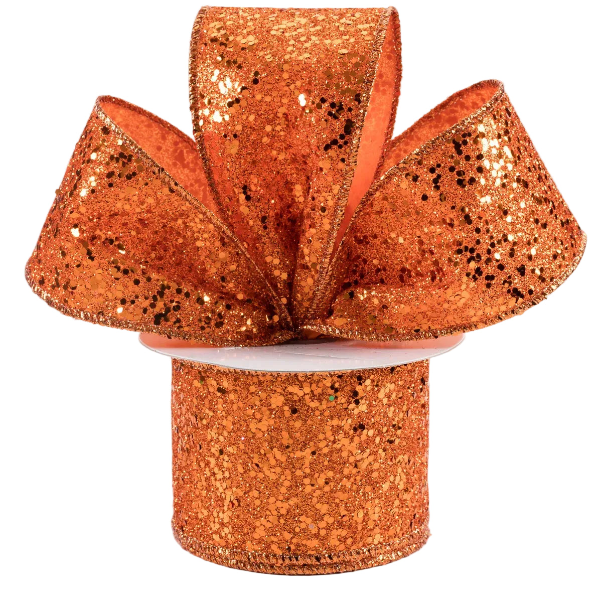 2.5 Inch By 10 Yard Orange Large Glitter Ribbon