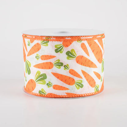 2.5 Inch By 10 Yard Ivory Linen With Carrots Ribbon