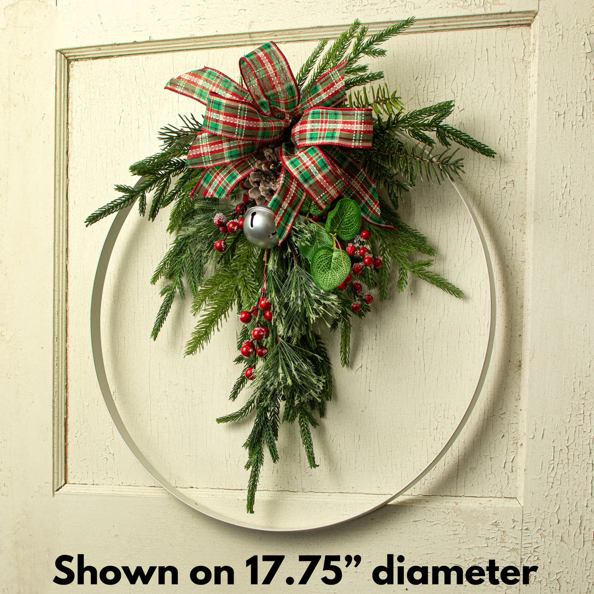 17.75 Inch Antique White Metal Wreath Ring