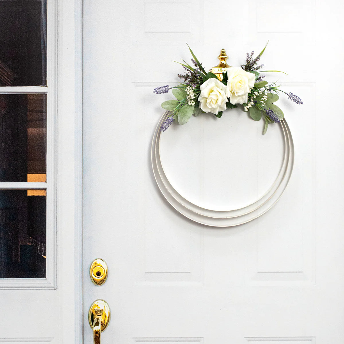16.75 Inch Antique White Metal Wreath Ring
