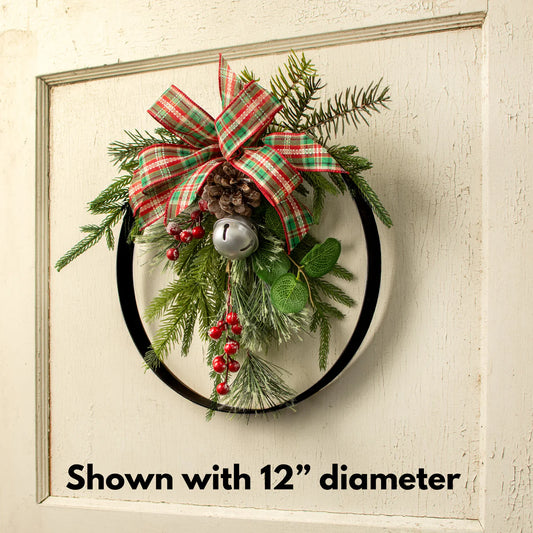 12 Inch Matte Black Metal Wreath Ring