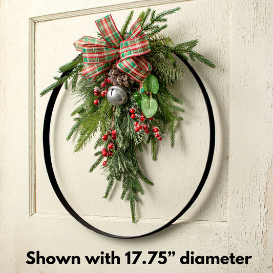 17.75 Matte Black Metal Wreath Ring